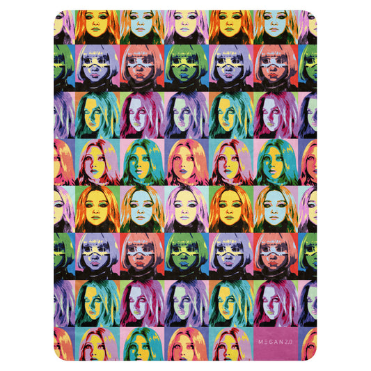M3GAN 2.0 Pop Art Sherpa Blanket 60 in x 80 in