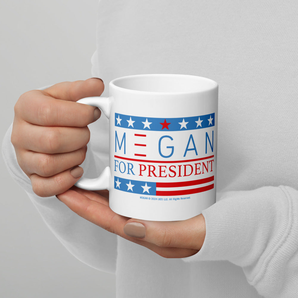 激レアオリジナルbluenote美盤‼️Lee Megan Light House M3GAN For President White Mug | Funny Horror Movie Fan Gift Idea
